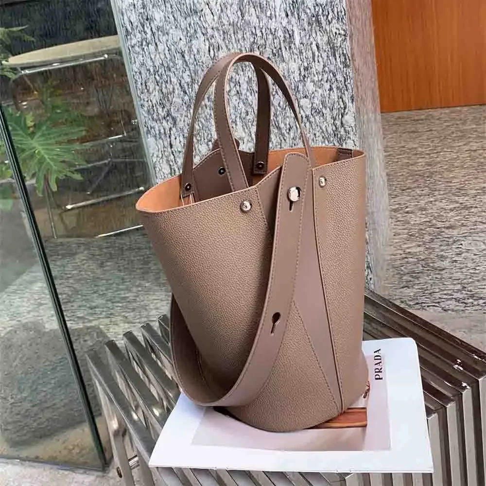 Motingsome New Fashion Stule Women Shoulder Bag High Quality Real Genuine Leather Ladies Elegant Bucket Handbag Office Work Tote