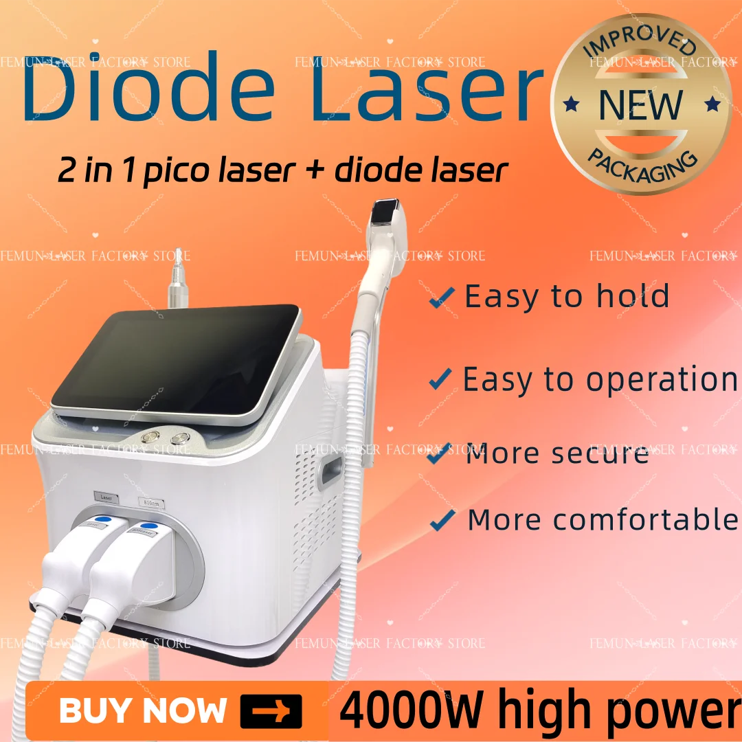 2025 2 في 1 غير مؤلم 4000 واط سوبرانو تيتانيوم الجليد البلاتين ديود ليزر 755 808 1064nm 4 آلة الطول الموجي #1