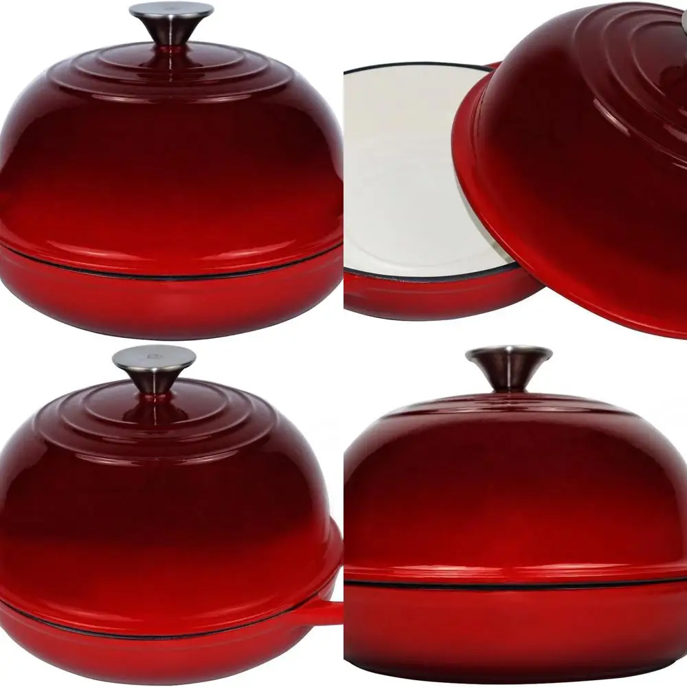 

Чугунная эмалированная кастрюля (голландская печь), 5 кварт, идеально подходит для выпечки хлеба и дрожжевого теста