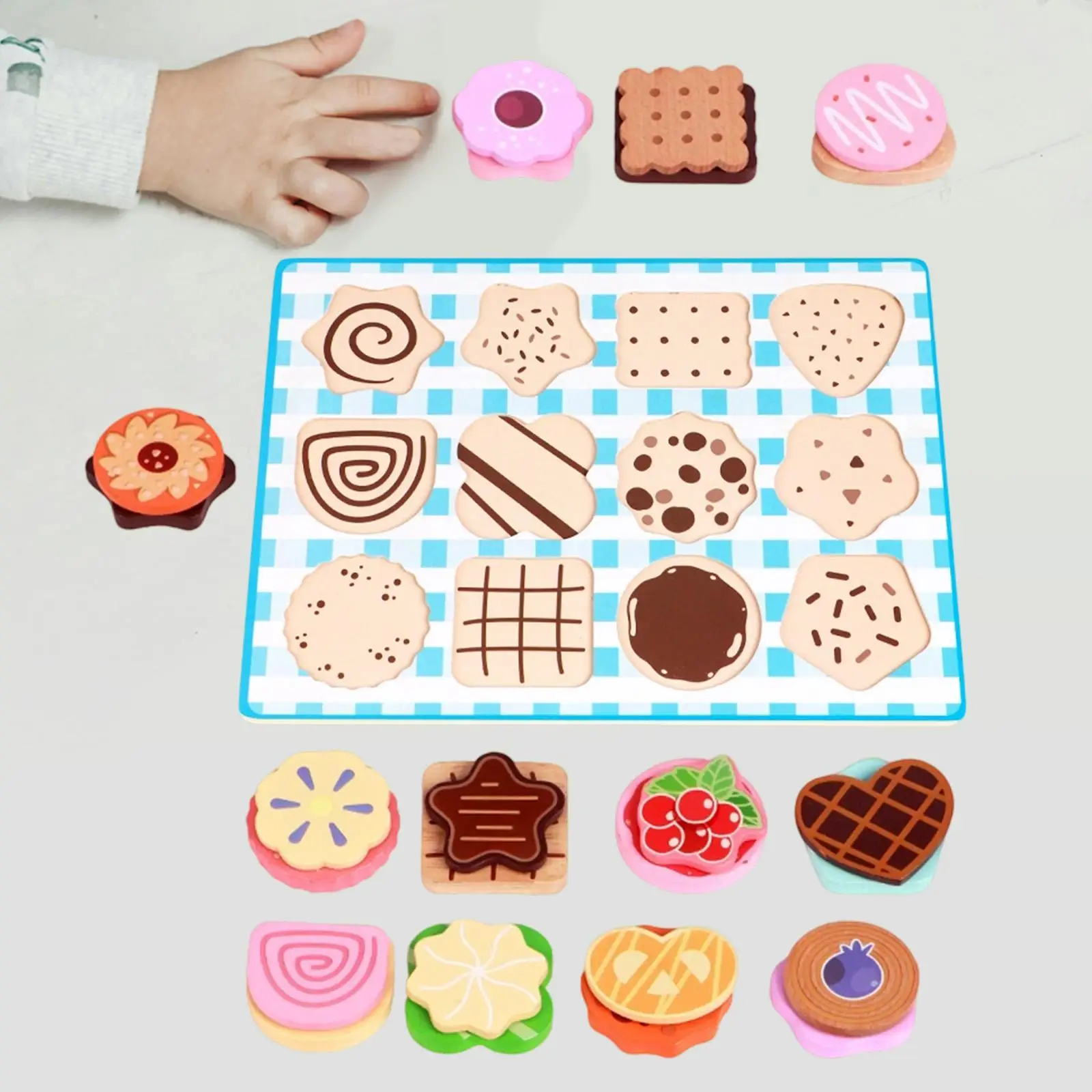 Conjunto de brinquedos de madeira para crianças, conjunto de biscoitos, comida, presentes de aniversário para crianças