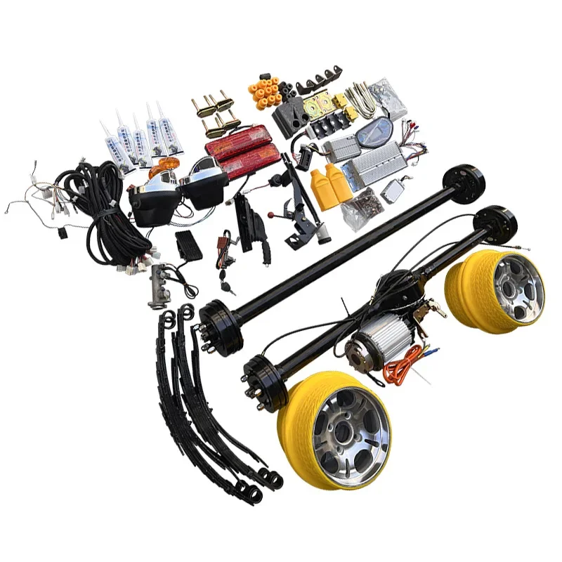 Electric Rail Car Kit Electric Four Wheel Kit DC Electromagnetic Brake Rail Car Kit Package Rubber Wheel