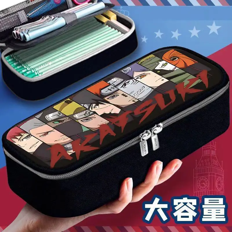 Naruto Sasuke Uchiha Itachi anime cartoon pencil case creative student large capacity multifunctional pencil case wholesale