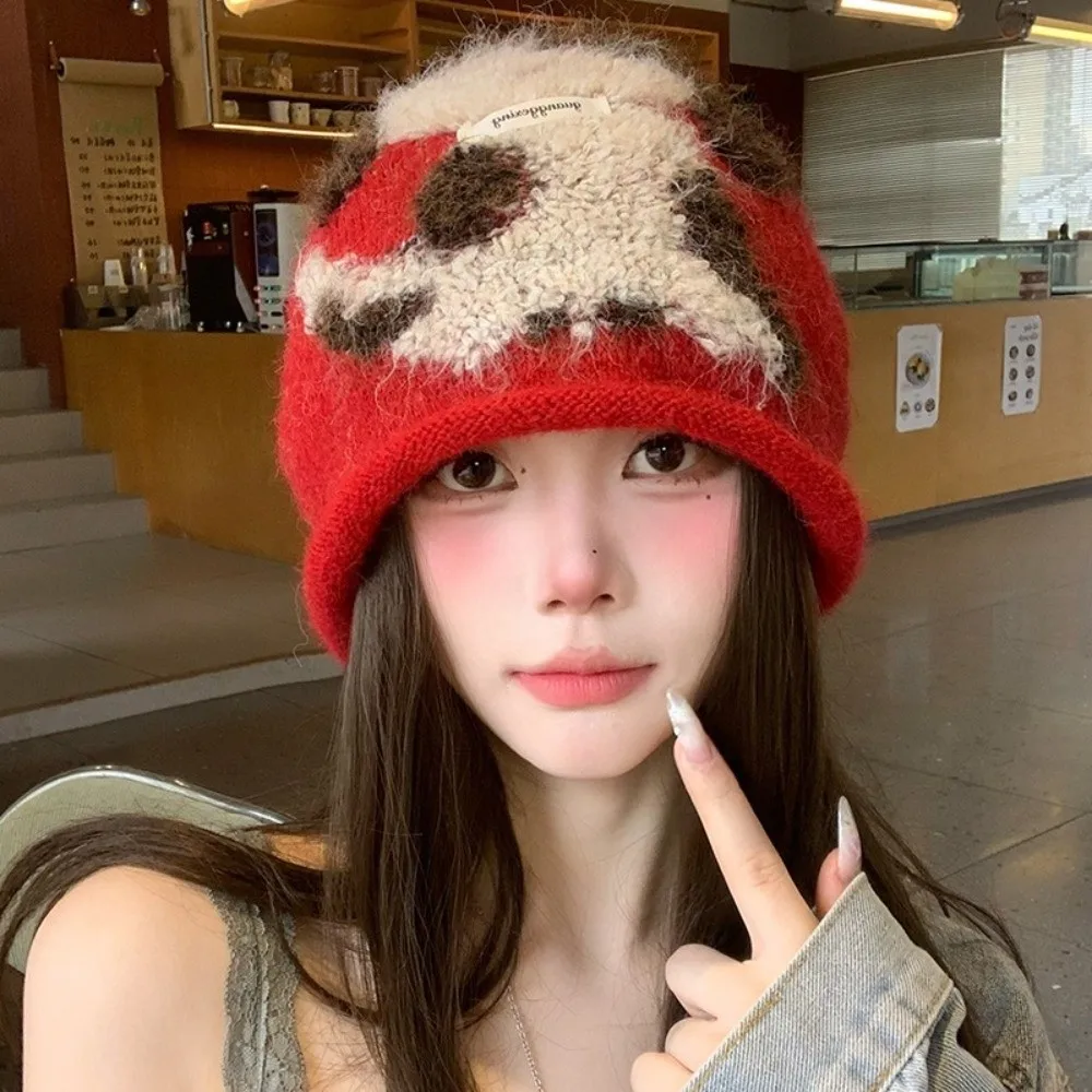 Ear Protection Slouchy Beanie Hat Polyester Jacquard Knitted Beanie Hat Large Head Circumference 53cm To 60cm Head Circumference