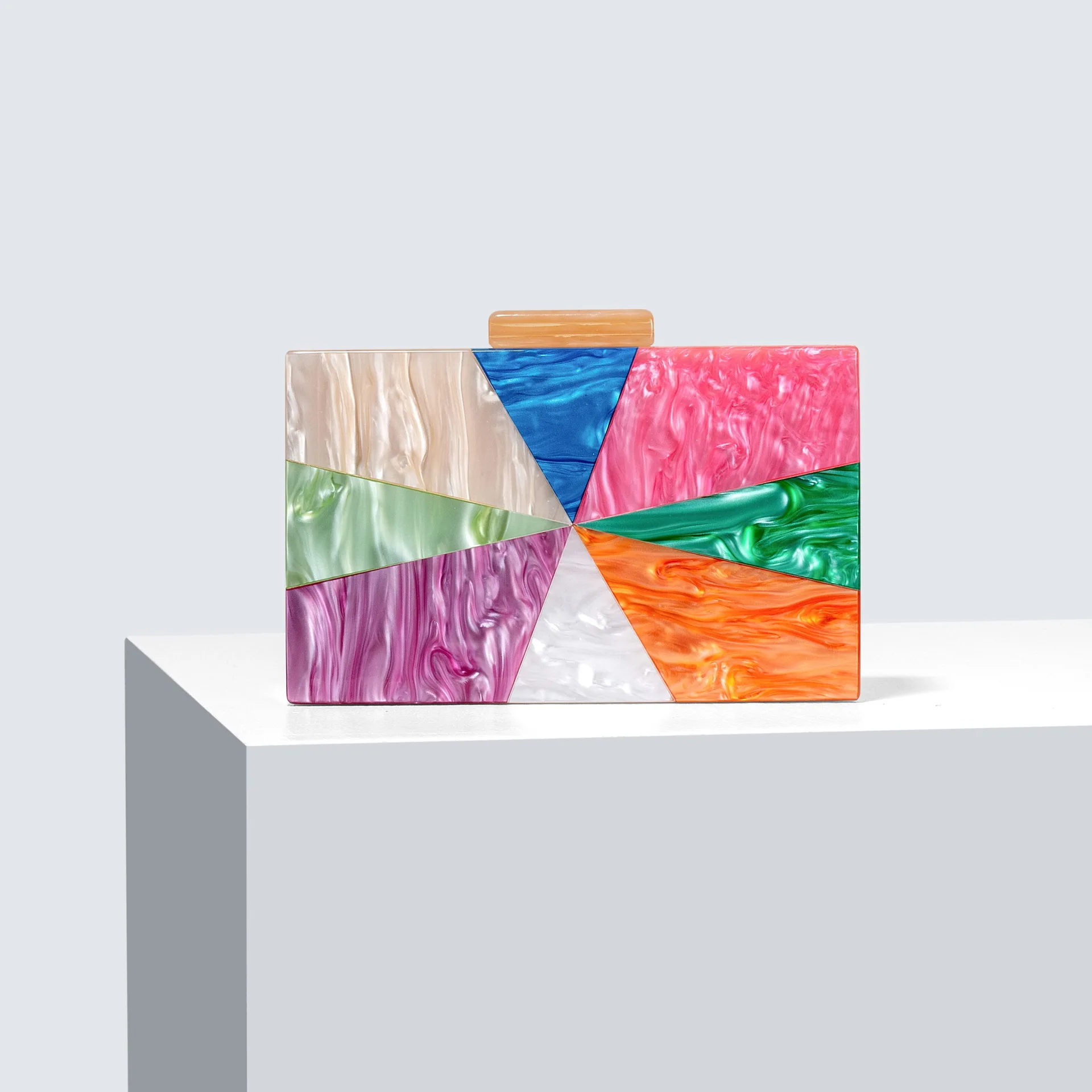 Bolso De cena acrílico con empalme De colores contrastantes para mujer, bolso De mano con hombro Diagonal para banquete De boda, bolso De lujo para mujer