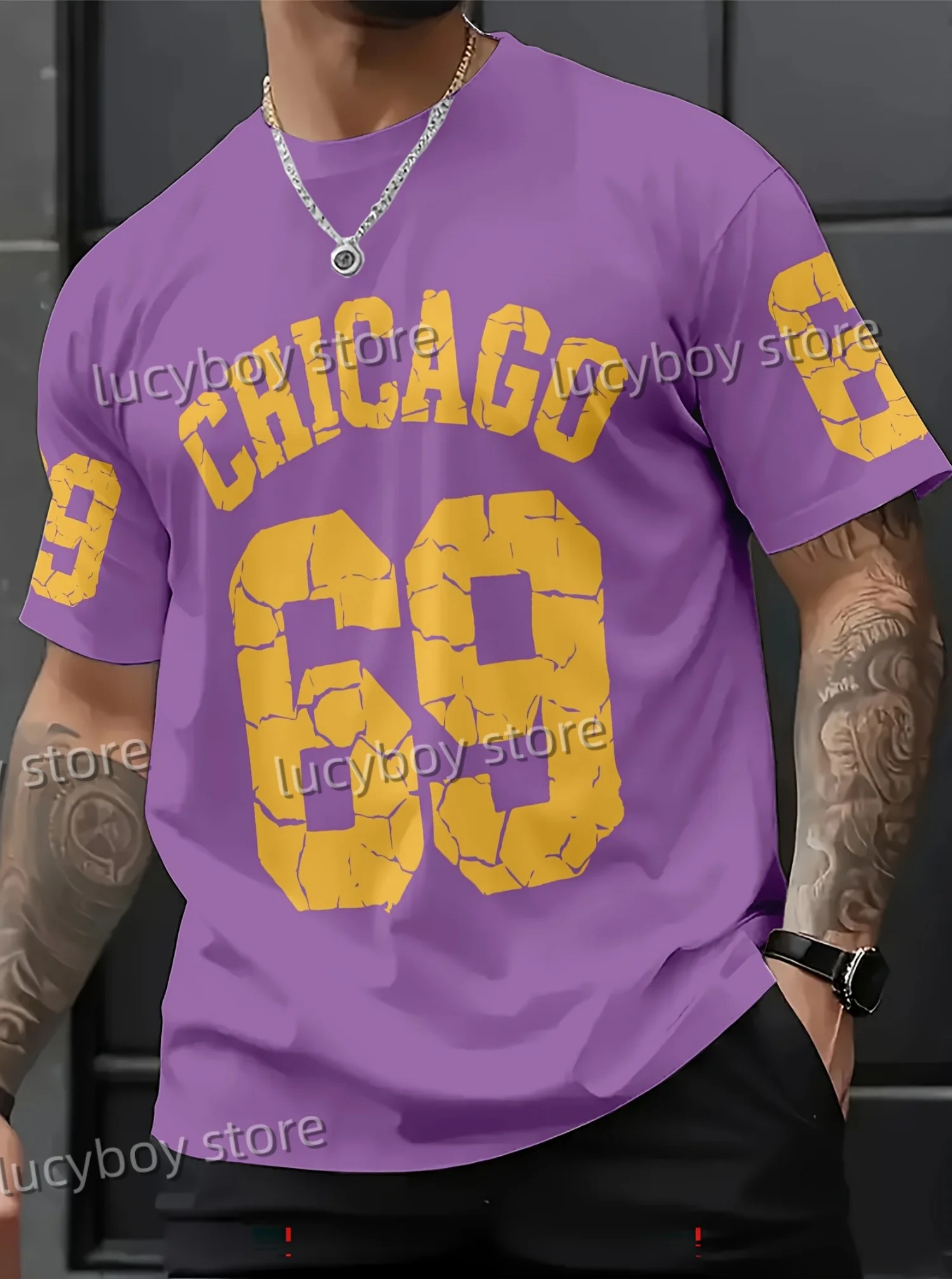 

2025 Purple No.69 Print Men T-Shirt Man Short Sleeves Sportwear PLUS SIZE T-Shirt Vintage lightweight Jersey Tees Men Clothes
