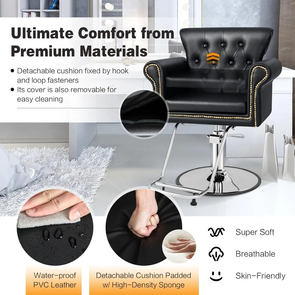 كرسي صالون GOFLAME، كرسي حلاق دوار قابل للتعديل مع مضخة هيدروليكية شديدة التحمل، معدات تجميل سبا، أزرار شعر معنقدة #4