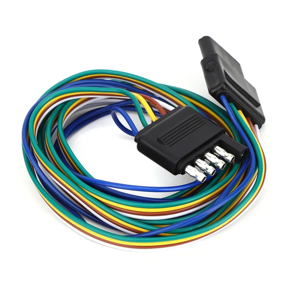 Long Cable 5-Pin Trailer Connector Flat ABS Trailer Black Trailer Plug for Most RVs and Trailers Trailer Wire Swap