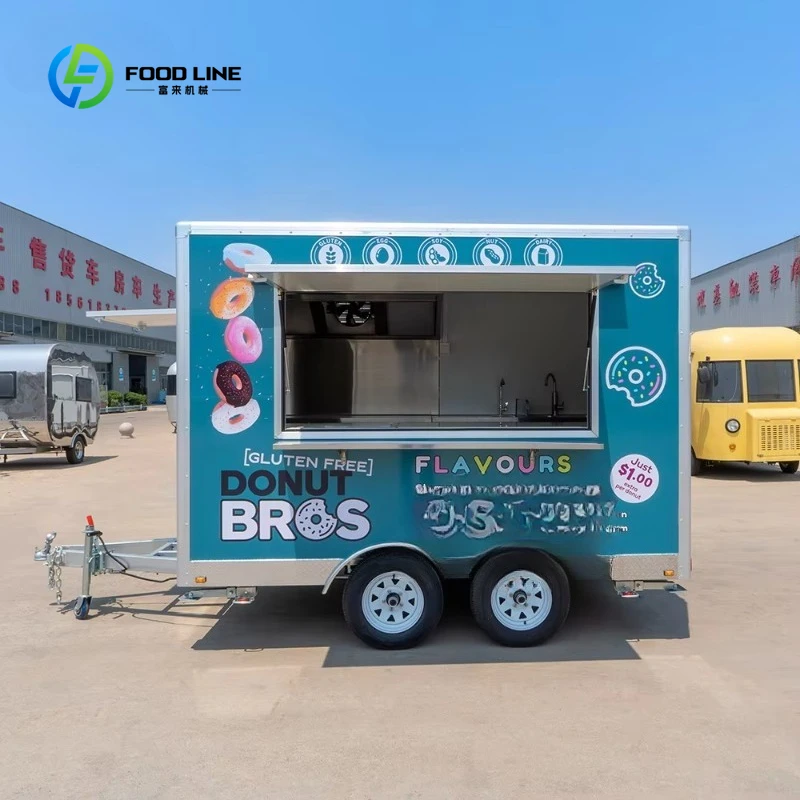 Whole Sticker Square Food Trailer Commercial Mobile Food Truck for Sale