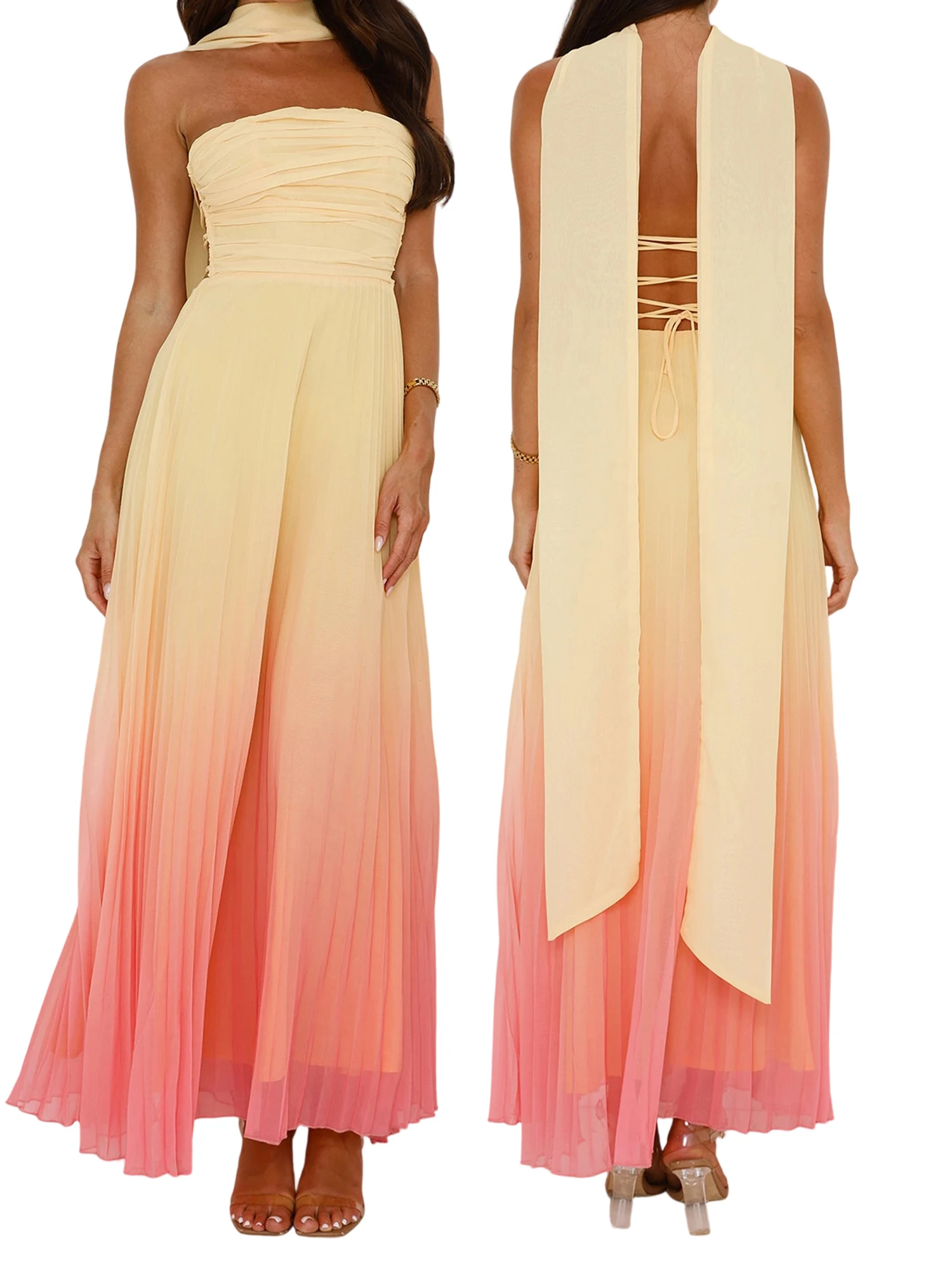 Elegant Floral Print Maxi Dress with V-Neckline and Ruffled Hemline Boho Chic Sleeveless Summer Beach Dress for Women