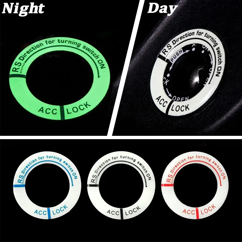 

Car Luminous Ignition Key Ring 3D Stickers Universal Auto Motorcycle Start Button Decoration Decals Car Accessories 3 Color