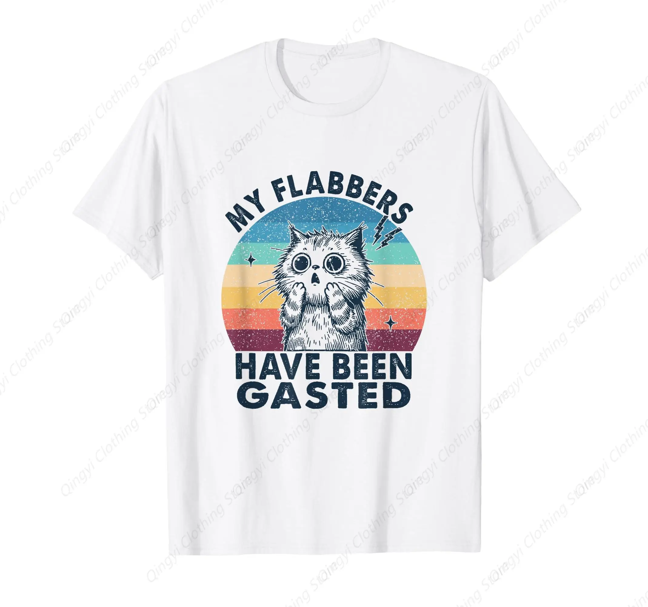 

My Flabbers Have Been Gasted Distressed Retro Funny Cat T-Shirt