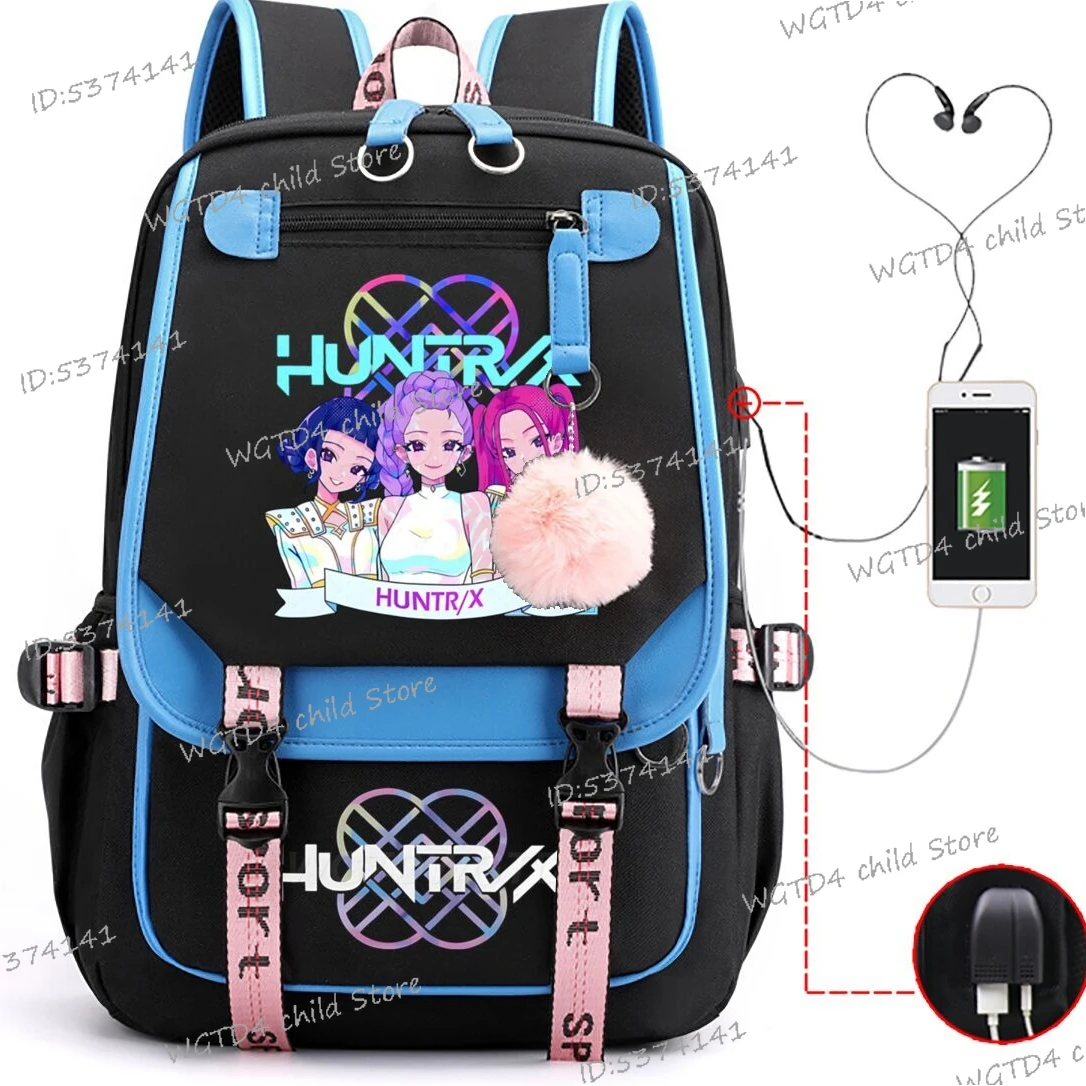 

2025 аниме Kpop Demon Hunter, школьный рюкзак для ноутбука, подростковая студенческая сумка для книг, K-Pop, подарок для фанатов фильмов для девочек, уличная сумка с USB-портом