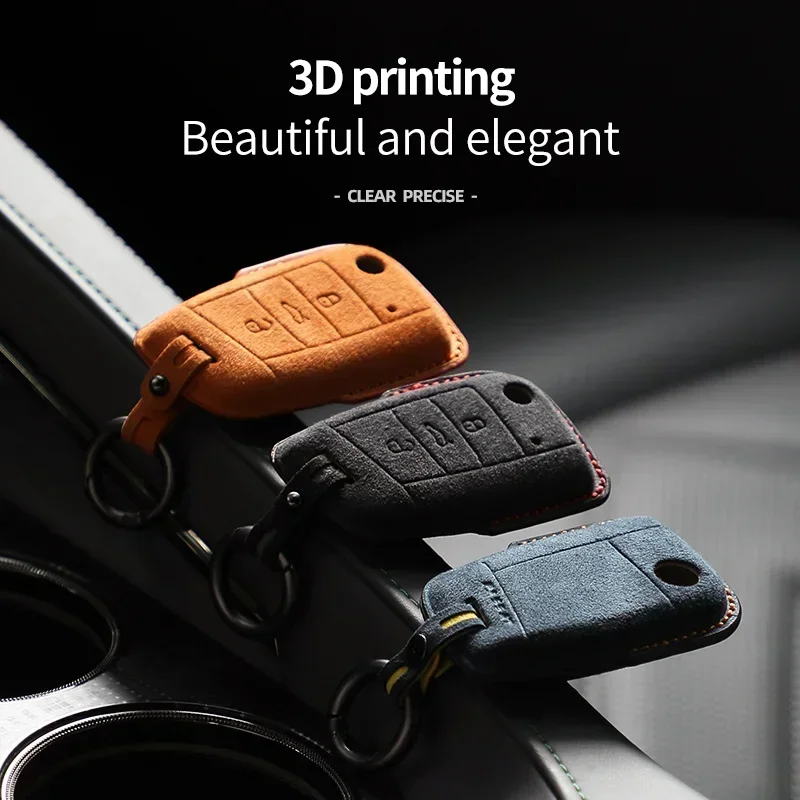 

For VW Volkswagen Golf 7 MK7 Tiguan MK2 Tacqua SEAT Ateca Leon FR 2 Ibiza Skoda Octavia Suede Leather Remote Car Key Case Shell