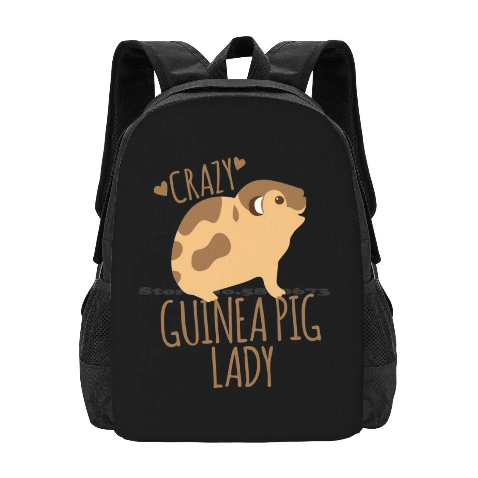 Crazy Guinea Pig Lady Hot Sale Schoolbag Backpack Fashion Bags Jazzydevil Jasmineberryart Jasmine Berry Art Animals Animal