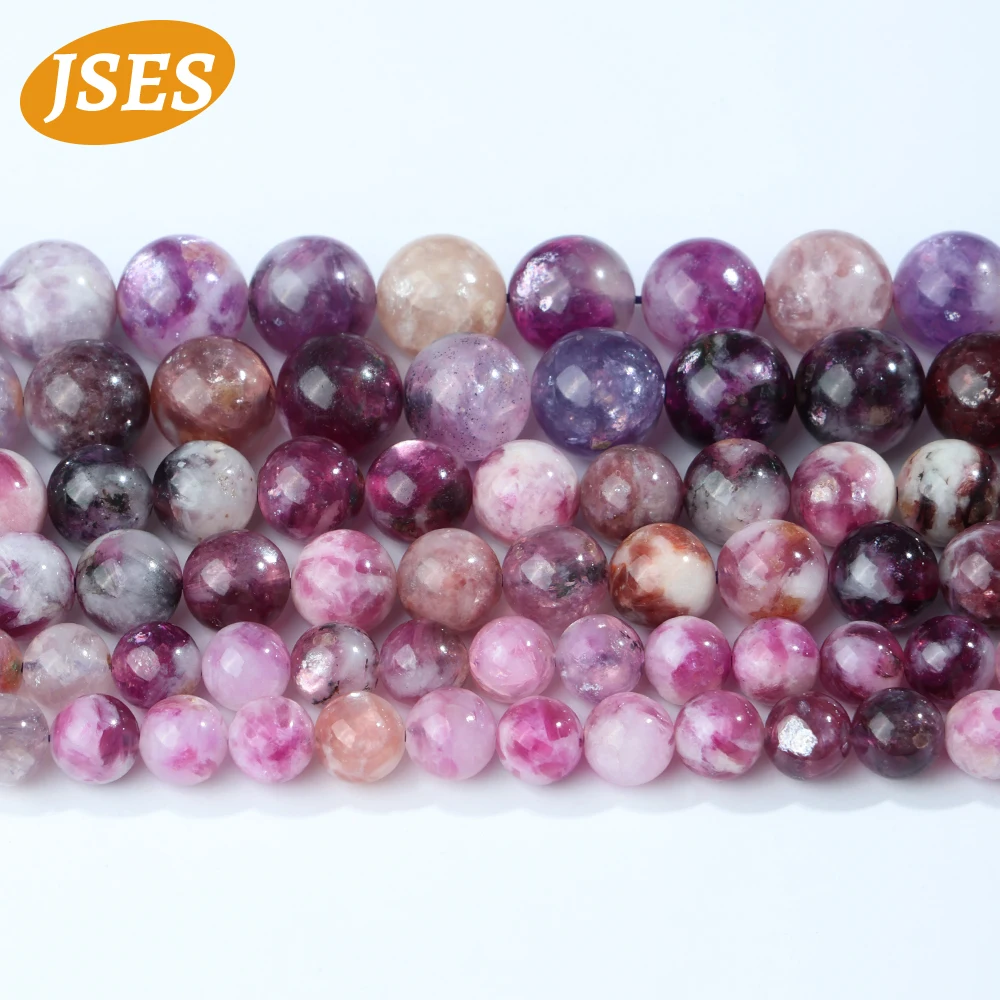 Natural Lepidolite Bead With Unique Glitter Loose Spacer Beads for Jewelry Making 6/8/10mm Bracelet Craft DIY Accessories Charms