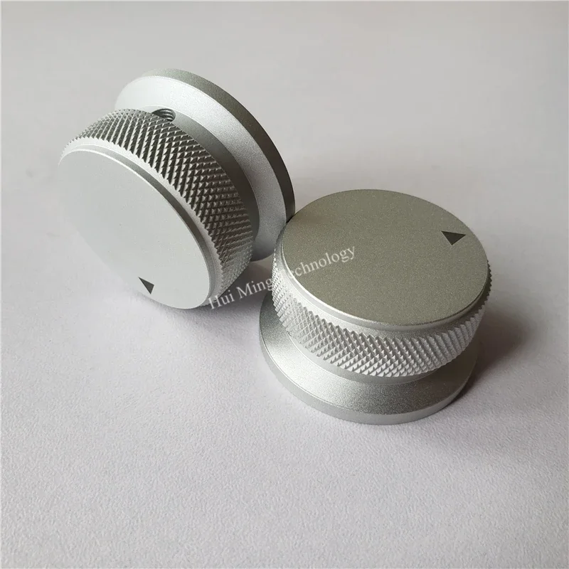 2Pcs Knurled Knob For Potentiometer Cap Aluminum Knobs Sandblast 34*20mm 38*20mm Triangle Decoder Button Volume Tube Amplifier