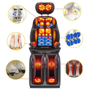 Image Multi-functional Massage Chair Home Pad Relief Cervical Neck Waist Shoulder Body Pain Massager Cushion Birthday Gift for Elder