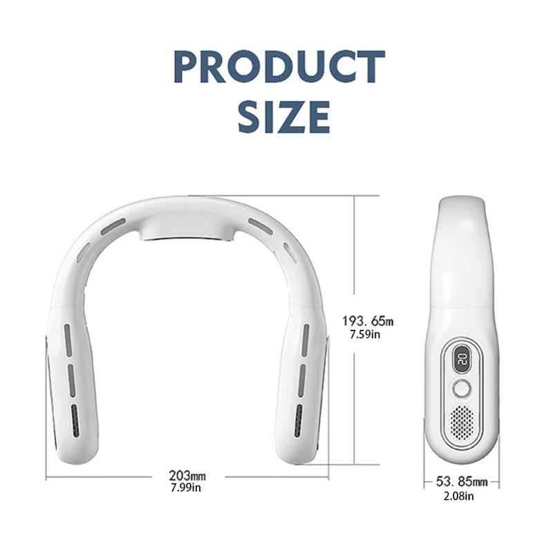M2EE Ventilatore da collo senza lama 3 velocità 3000mAh Ventilatore pieghevole ricaricabile Condizionatori d per le donne