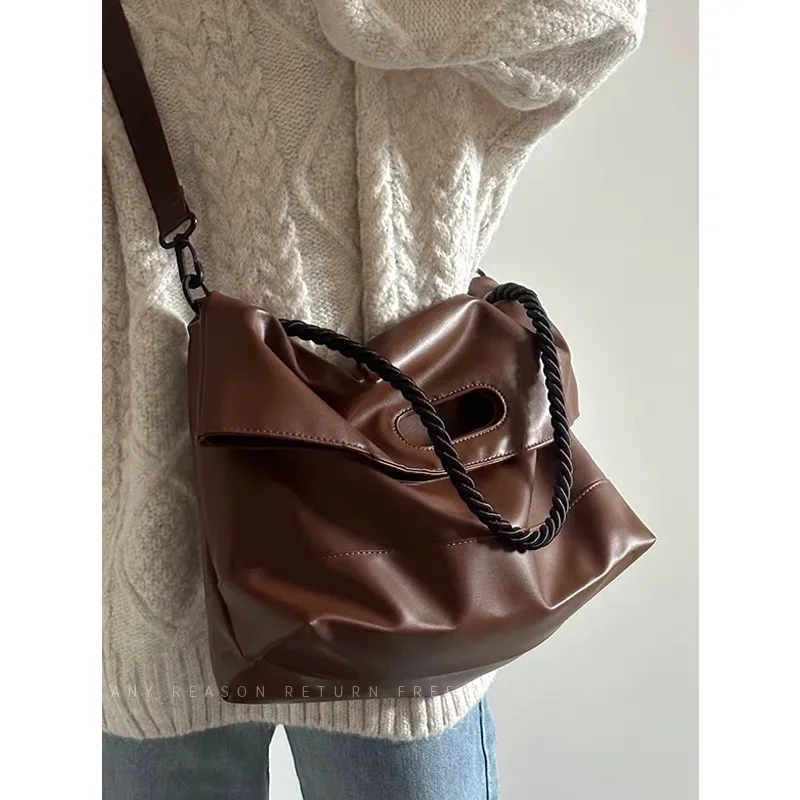 

Synthetic Leather Fold Over Satchels High Capacity Handbag Messenger Shoulder Purse Crossbody Women Bag