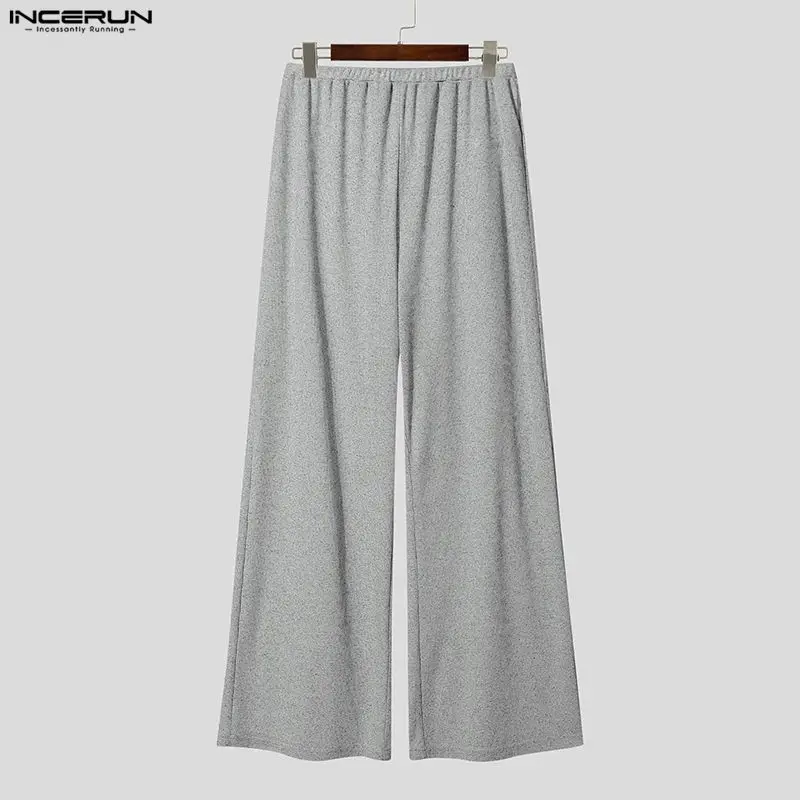 

INCERUN Men's Wide Leg Pants Solid Color Elastic Waist Joggers Trousers For Men Streetwear Loose Workout Casual Cozy Long Pants