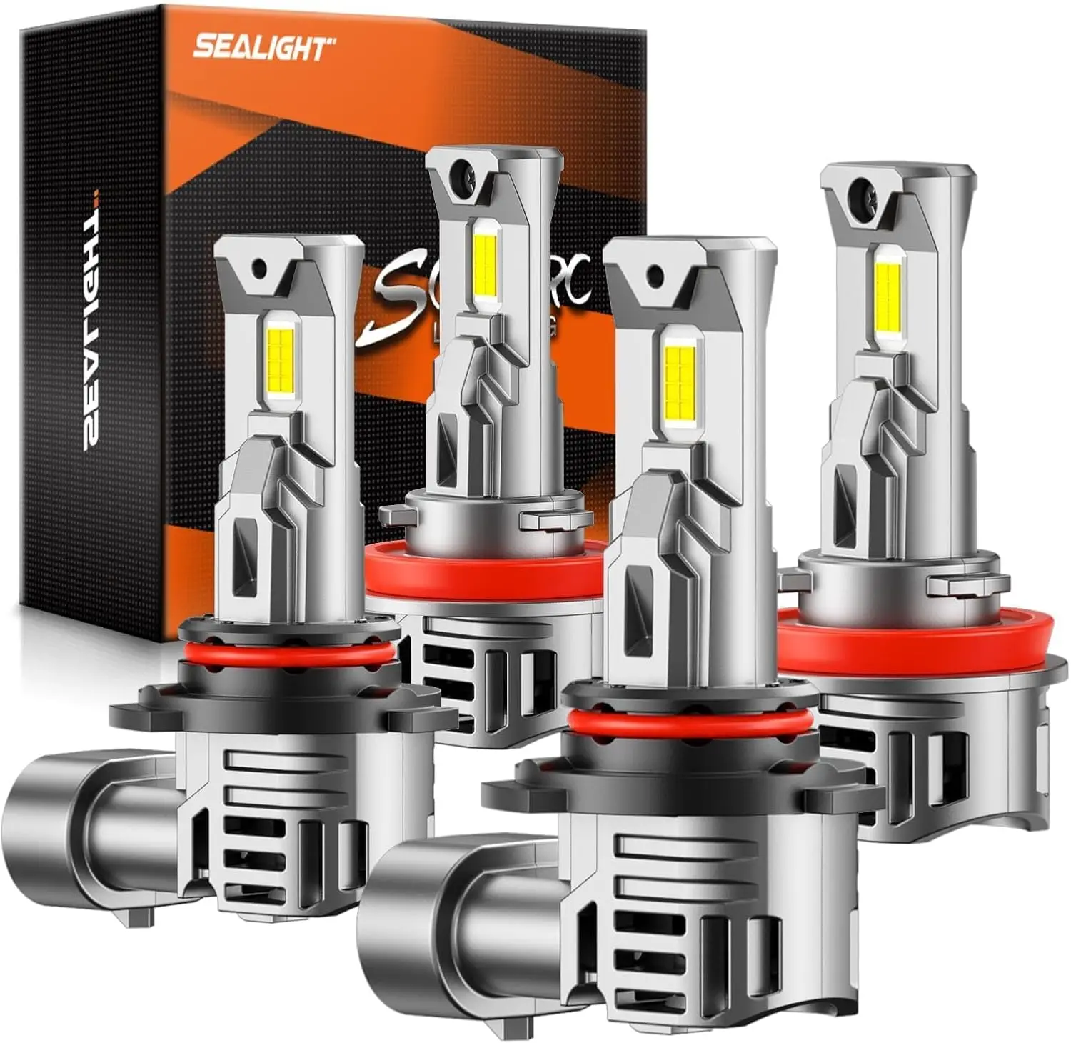 LED Bulbs Combo 4-Pack, 10X Super Bright 100000LM 6500K White, Plug-N-Play 1:1 Real Size, Fit 9005, H11, HB3 H8/H9/H16 Fog