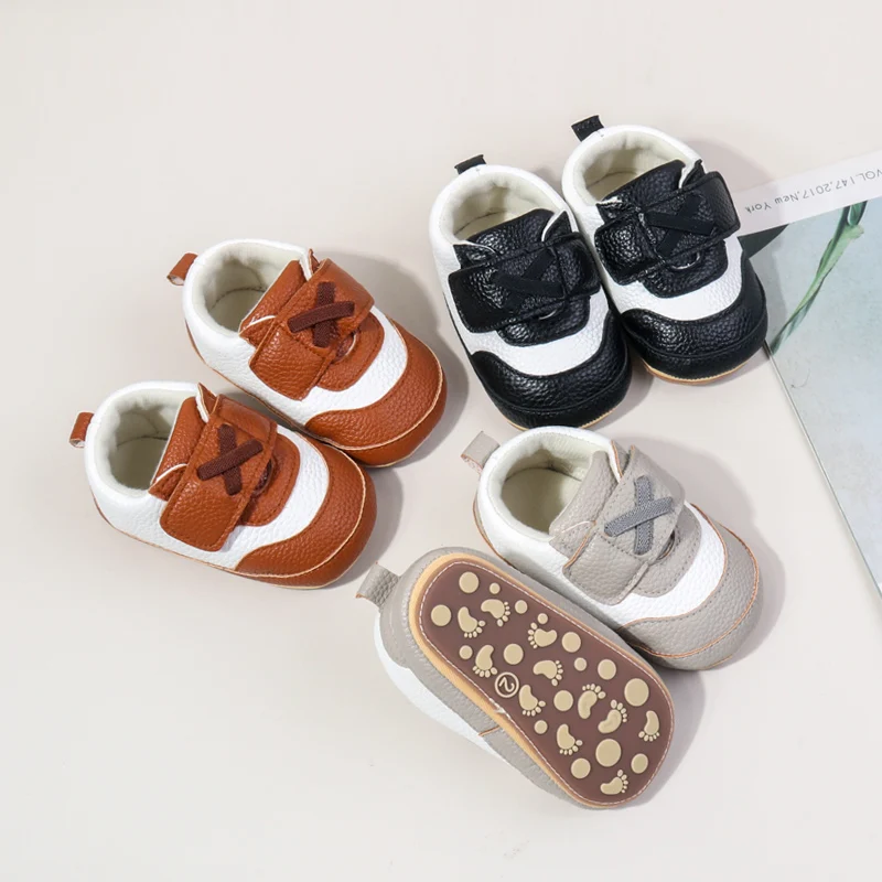 

High Quality Casual Baby Unisex Pre-walking Outdoor Toddler Shoes With PU Leather And TPR Sole For 0-18M Baby Shoes BNB4219