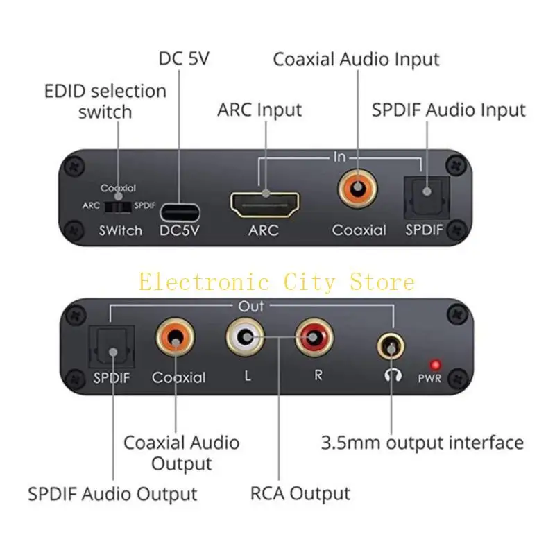 ตัวแปลงสัญญาณเสียงสูงด้วย HDTV ARCS SPDIF coaxials อินพุตไปยัง analogs L/R output สเตอริโอความเข้ากันได้สากล HU8D HU8D