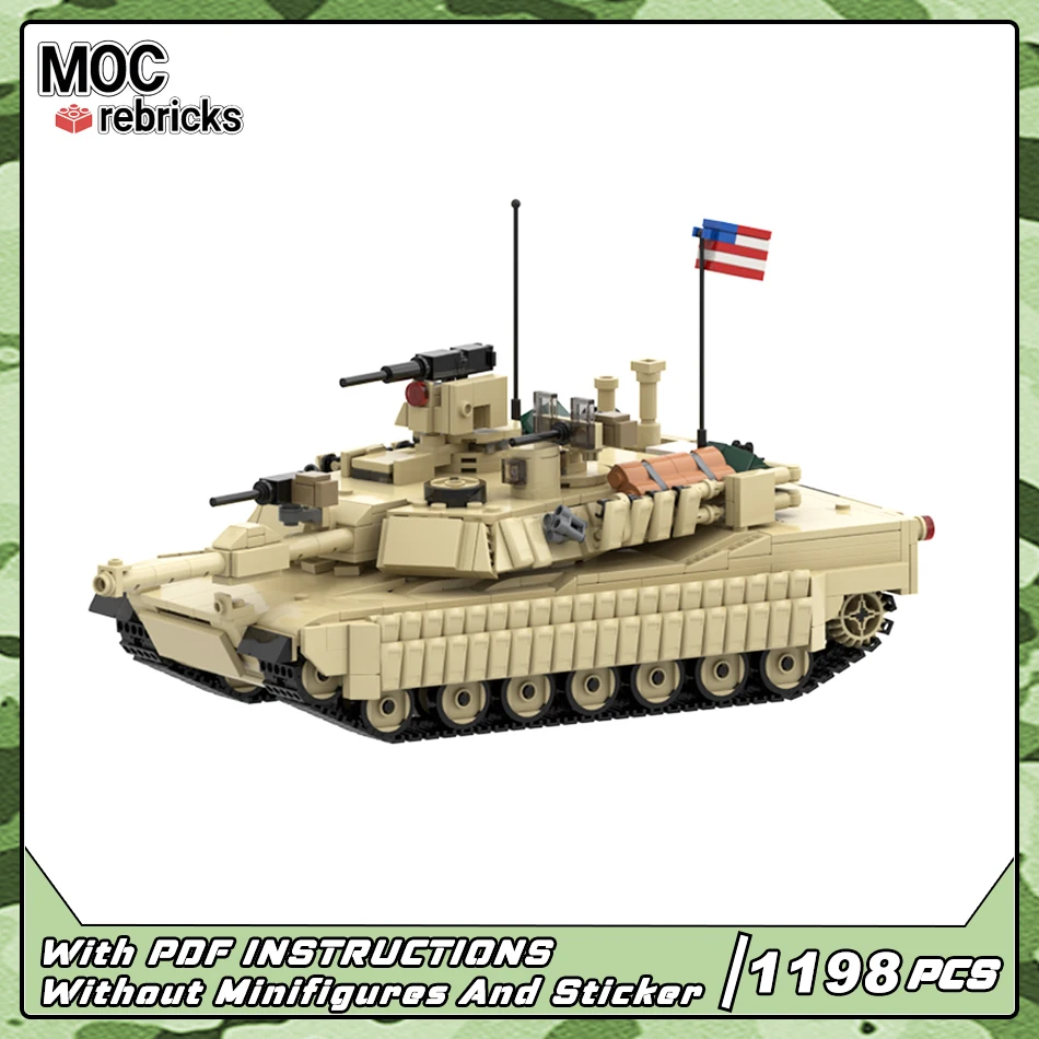

Military Series M1A2 SEPV3 Abrams 1/35 Scale Tank Model Set MOC Vehicle Building Blocks Granule Bricks Toys Children's Gifts