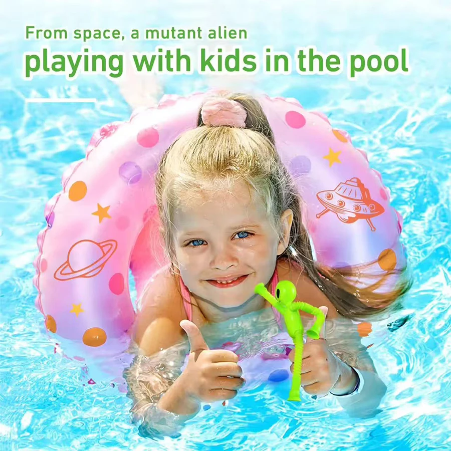 4個入り - 吸盤付き伸縮チューブエイリアンおもちゃ、可変減圧キッズ早期教育パズルおもちゃ、楽しいDIYインタラクティブゲーム小道具