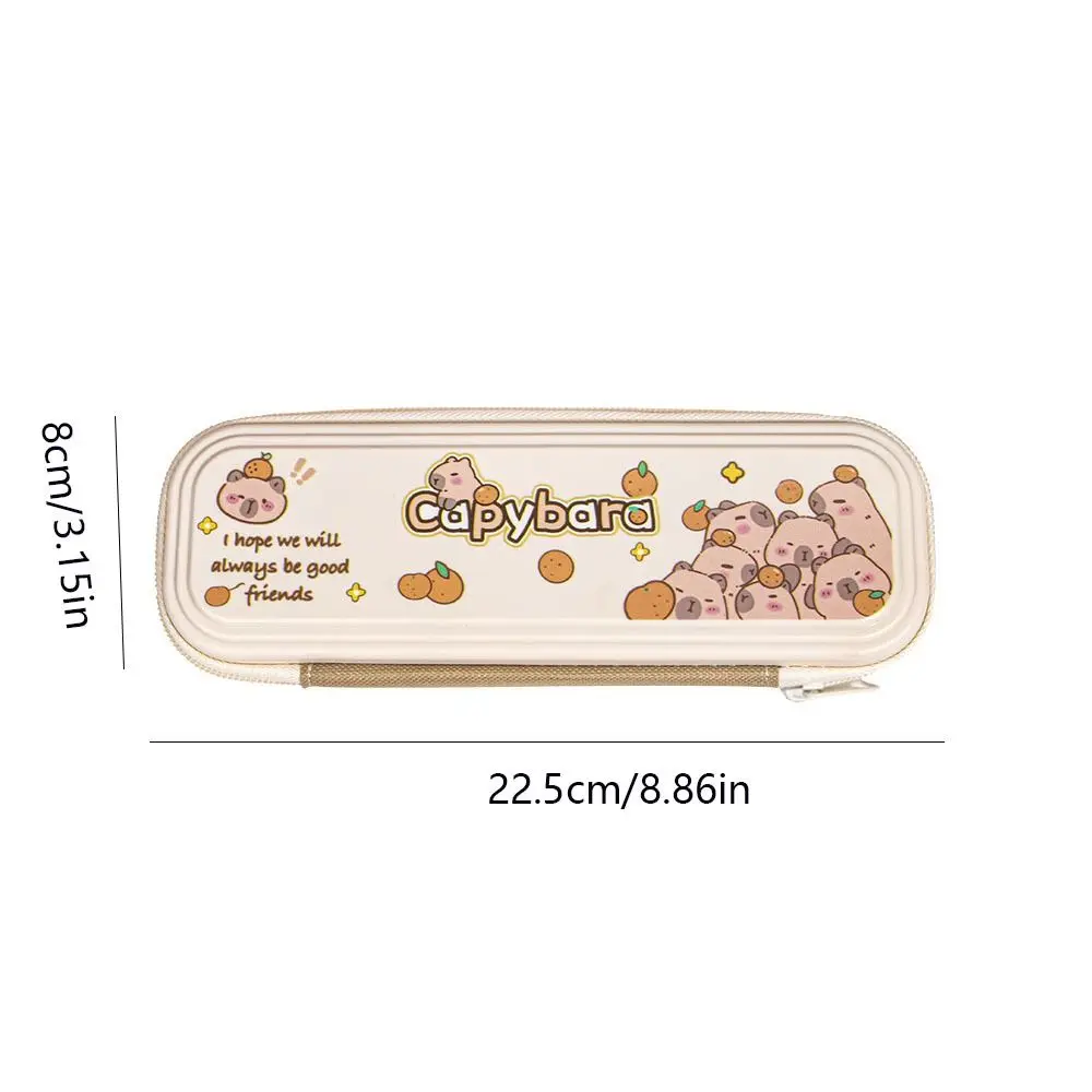 Cute Large Capacity Capybara Pen Bag Waterproof Single layer Stationery Storage Bag Zipper Funny Pen Pouch Children