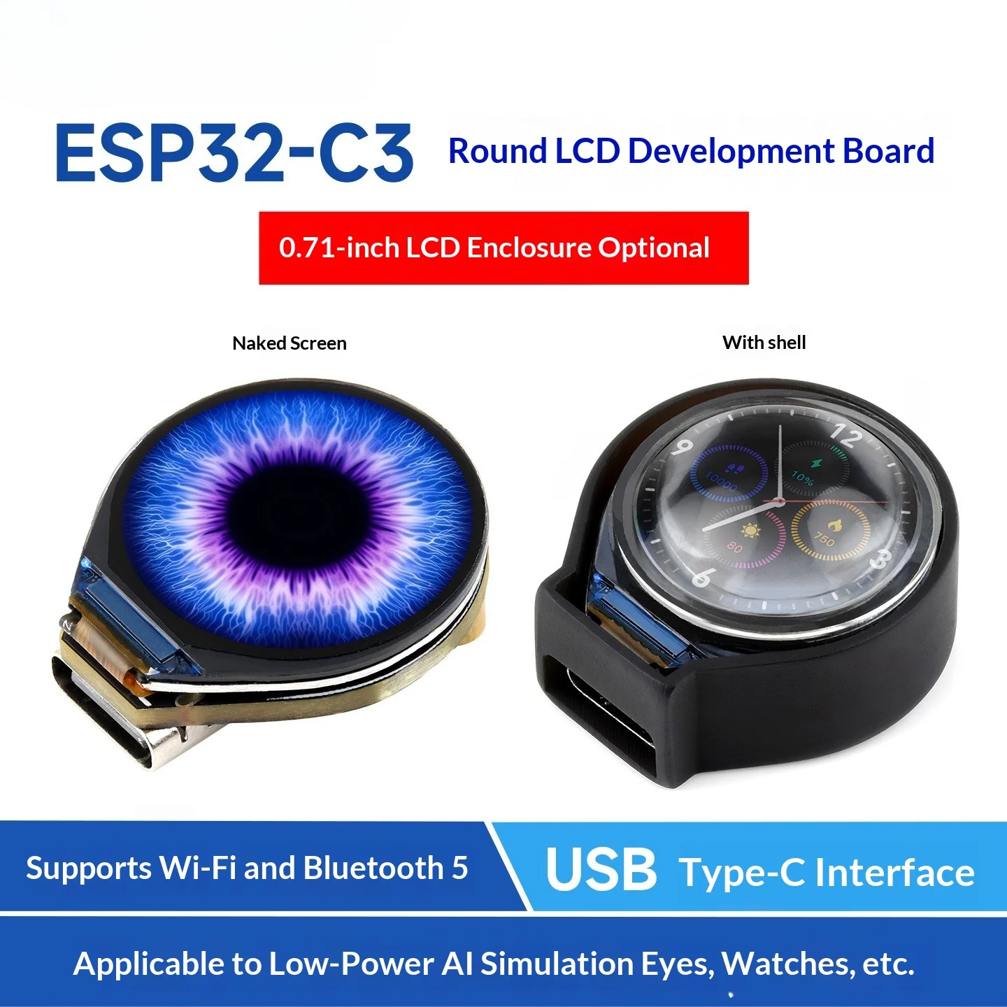 Esp32 Development Board 0.71inch Round Lcd Screen Diy Electronic Eyes Ai Simulation Eyes