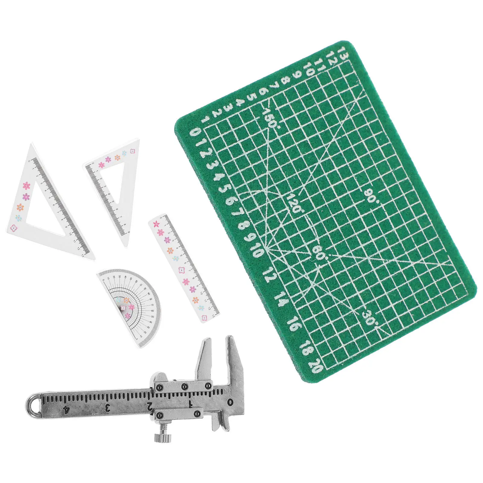 

1Set Miniature Caliper Safe Lightweight Simulation Ruler Mat for Mini House Accessories School Supplies Decoration