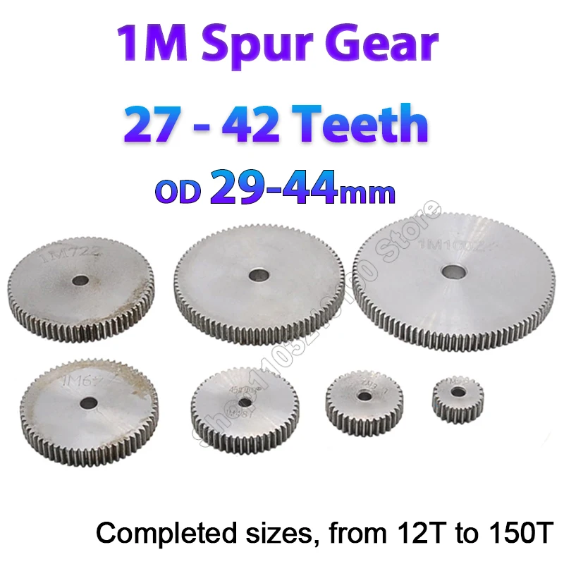 

1 Modulu 1M Spur Gear 27 28 29 30 31 32 33 34 35 36 37 38-42 Teeth Cylindrical Flat Pinion Gears Metal Transmission Motor Gear