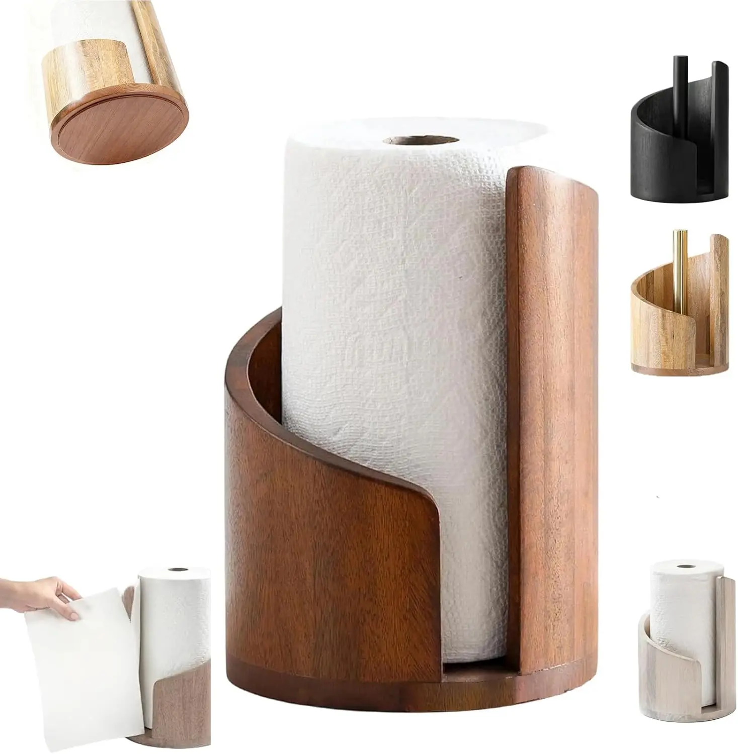 

Держатель для бумажных полотенец в горном стиле, столешница с основанием из дерева манго, безвредный диспенсер для кухонных полотенец с разрывом одной рукой для стойки шкафа