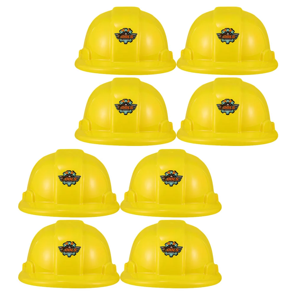 

8 Pcs Tool Hat Yellow Construction Toys Kids Vest Worker Caps Plastic Engineer Baby Hats