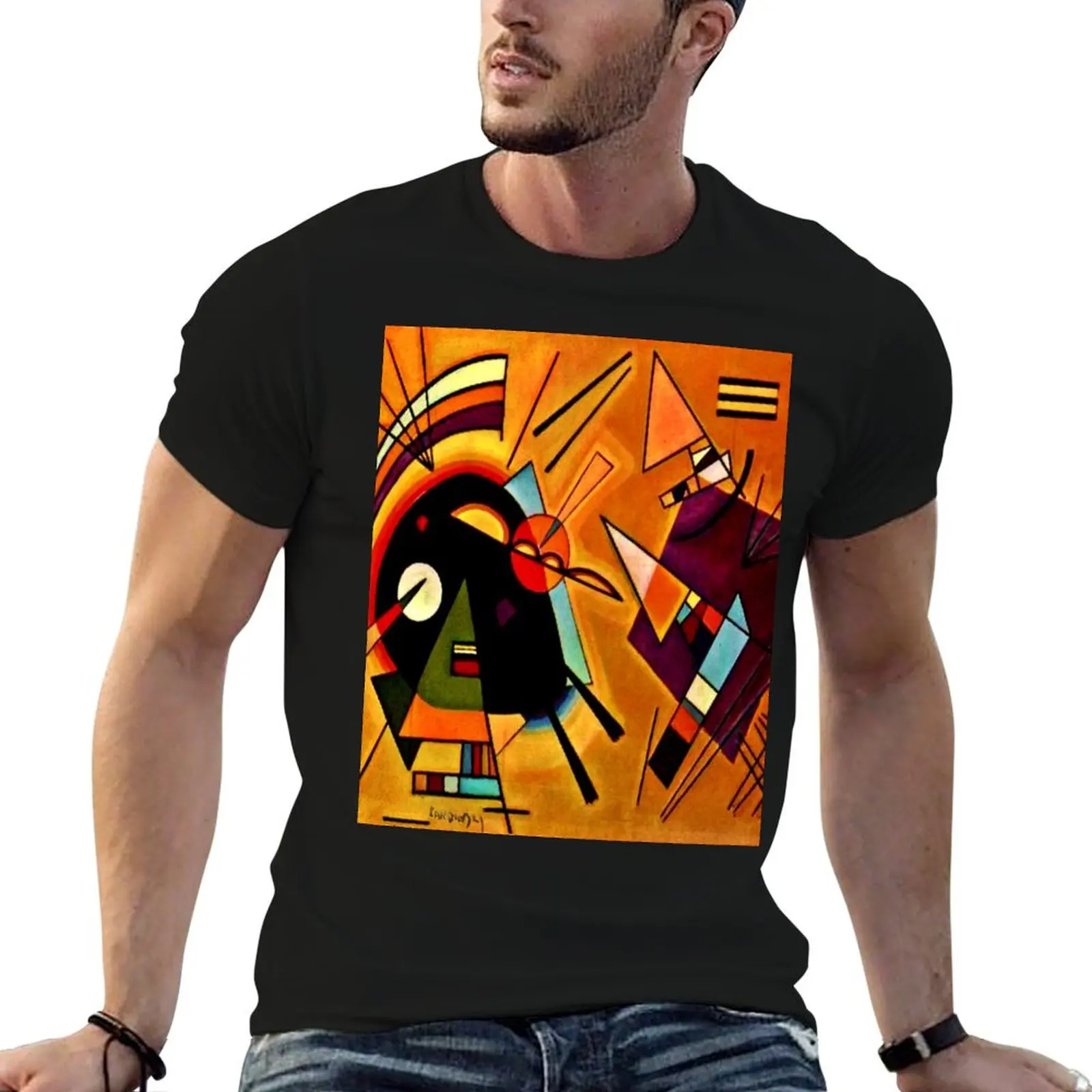 Wassily Kandinsky 'Black and Violet' Kandinsky Abstract Cubism T-Shirt Outdoor Working T-Shirt