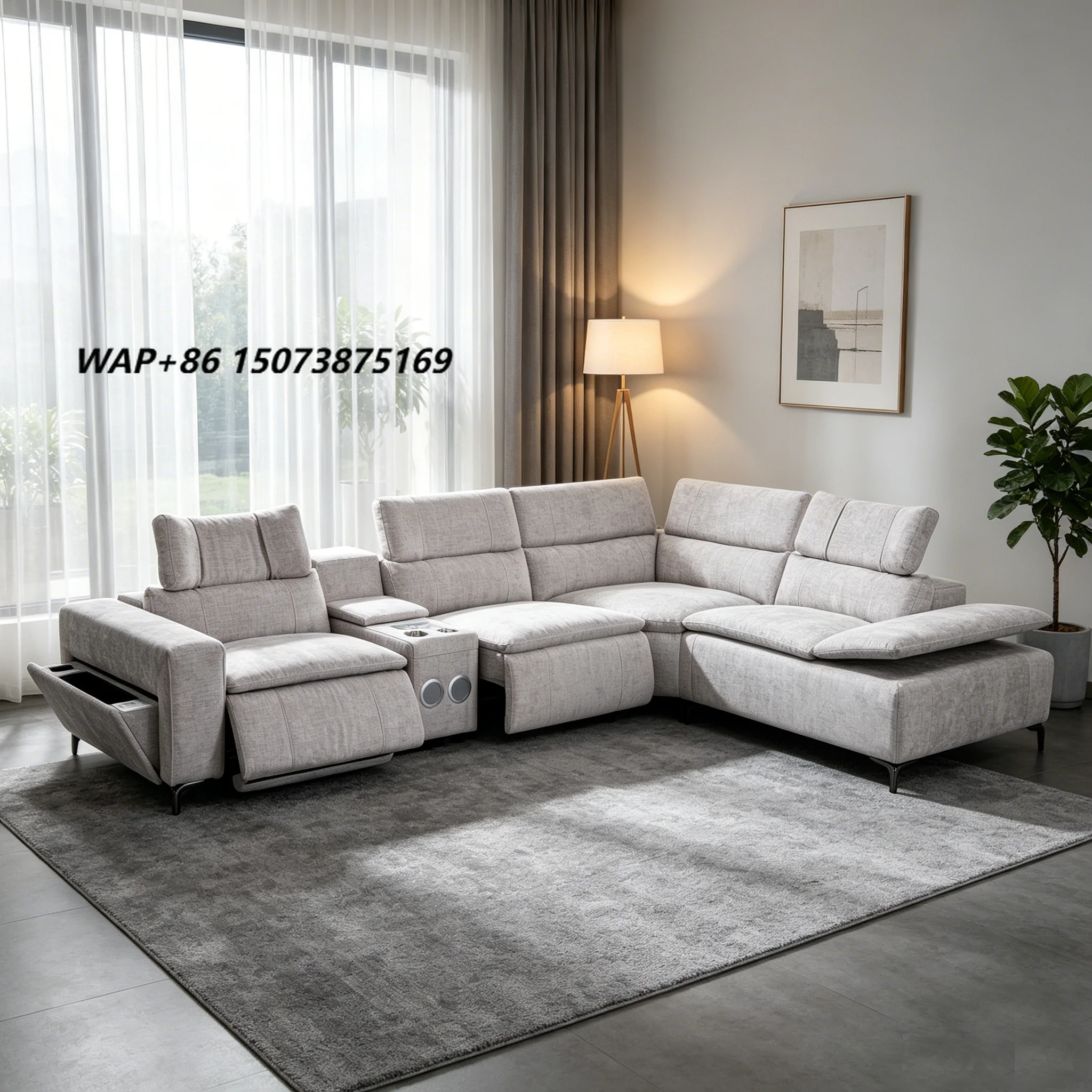 Fabric Power Sectional Recliner Sofa High End Comfort Multifunctional Folding Sofa With USB and Speaker or Home Luxury