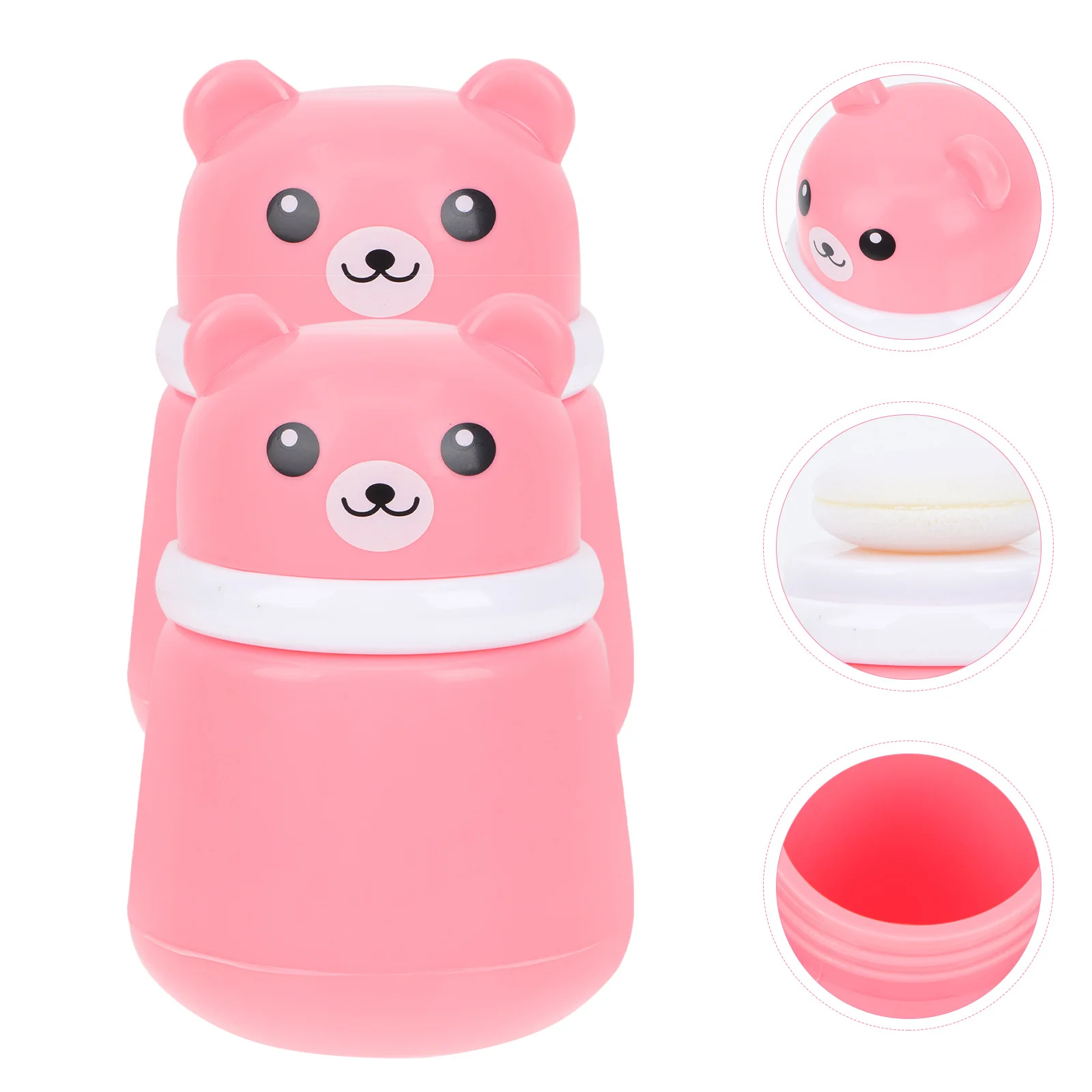 2 Pcs Bear Powder Puff Box Container Loose Containers Storage Bottle Travel Talcum Dispenser