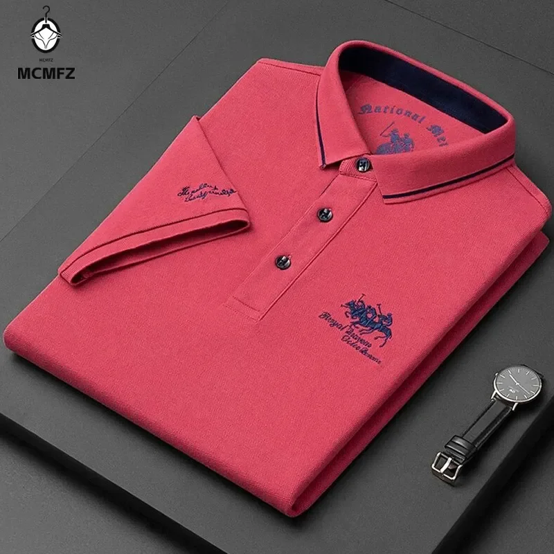 Men\'s Embroidered Casual Fashion Short Sleeved POLO Shirt Summer Comfortable Top