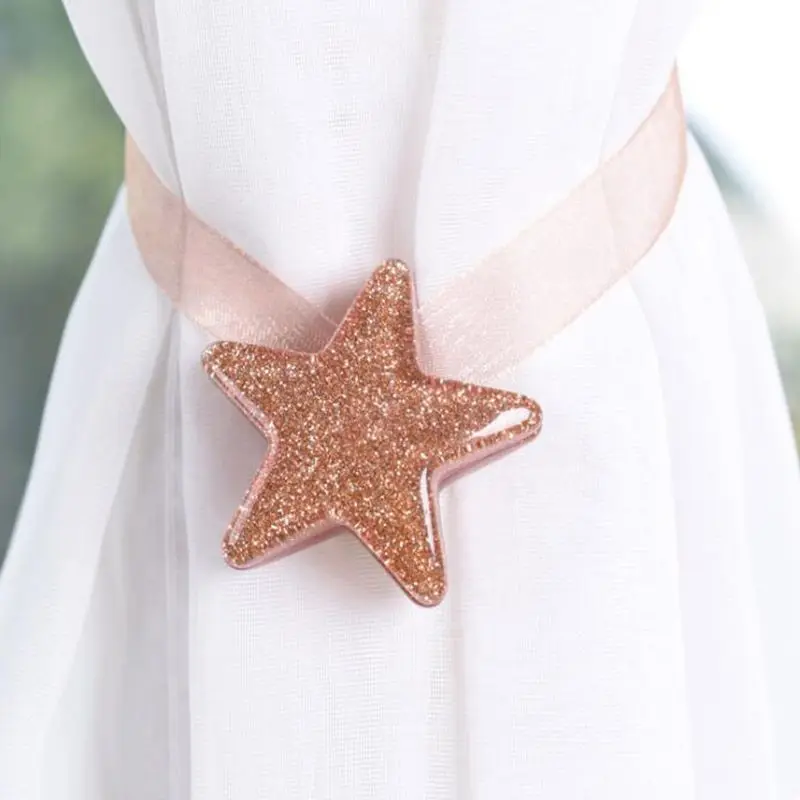 1PC 32cm Magnetic Window Curtain Buckles Star Shaped Curtain Tie Rope Buckle Home Curtain Hooks Straps Decorative Accessories