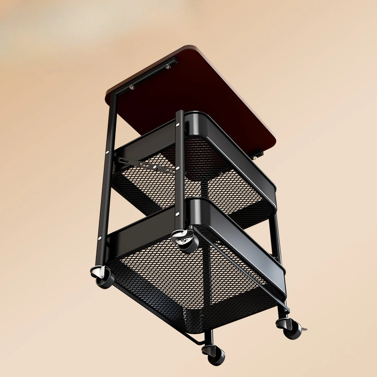 Multi functional Foldable Mobile Cart Snack Table with Wheels for Bedroom Living Room