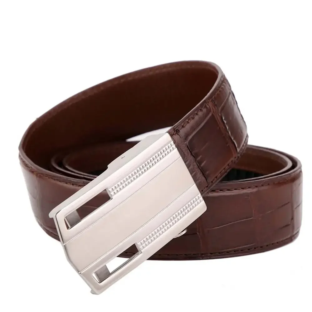 Linshe Новое поступление крокодиловый мужской ремень с автоматической пряжкой, мужской ремень, новые мужские ремни для отдыха, мужской ремень из крокодиловой кожи