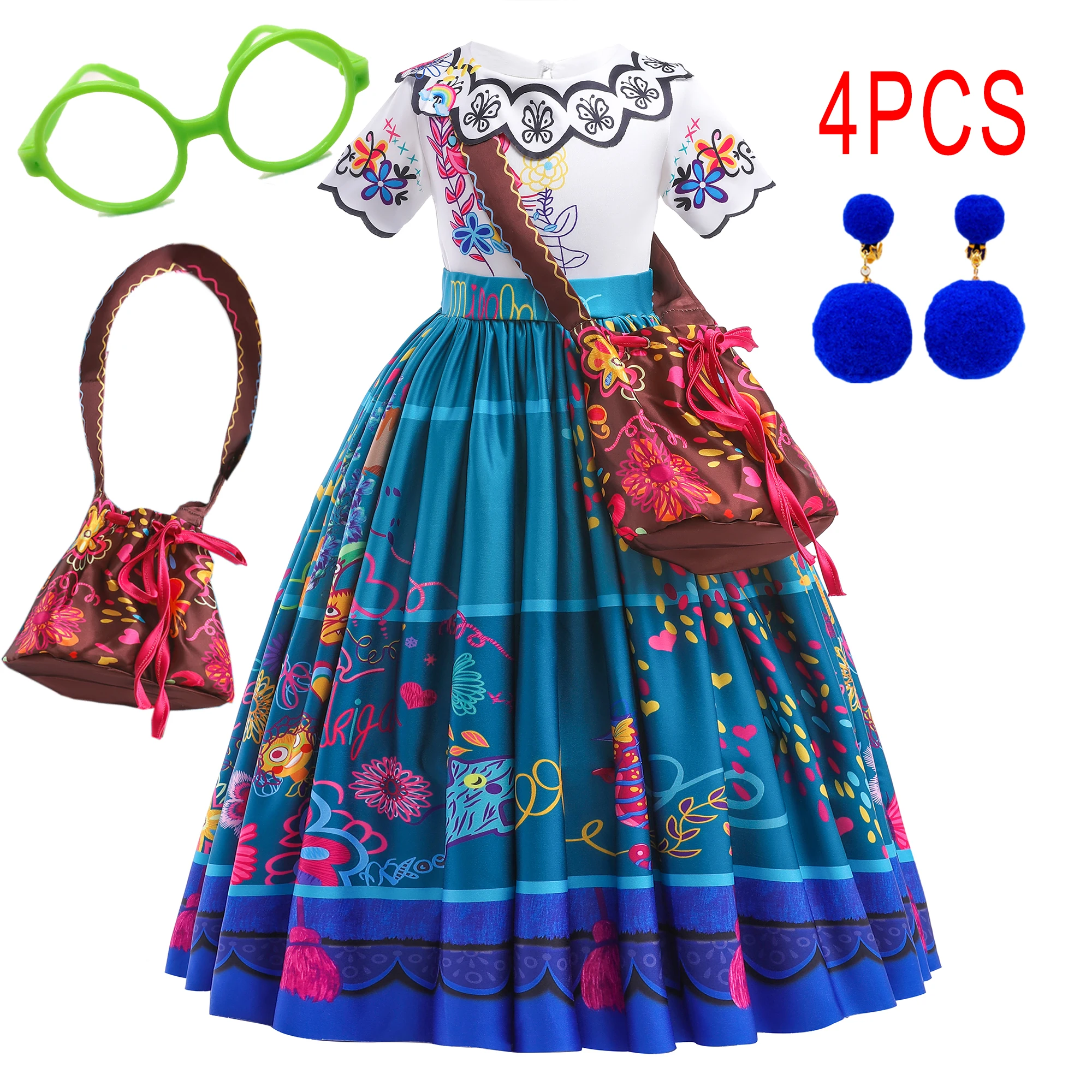 Mirabel Encanto Kostüm für Mädchen Karneval Halloween Kostüme Kinder Geburtstags feier Prinzessin Mädchen Cosplay Kleid Anzüge Abendkleid