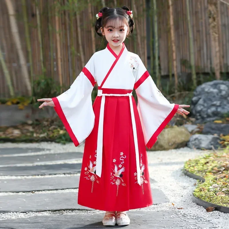 Hanfu Anak Perempuan Kostum Sekolah Cina Anak Laki-laki Tiga Karakter Kitab Suci Murid Aturan Gaya Kostum Kuno Pria