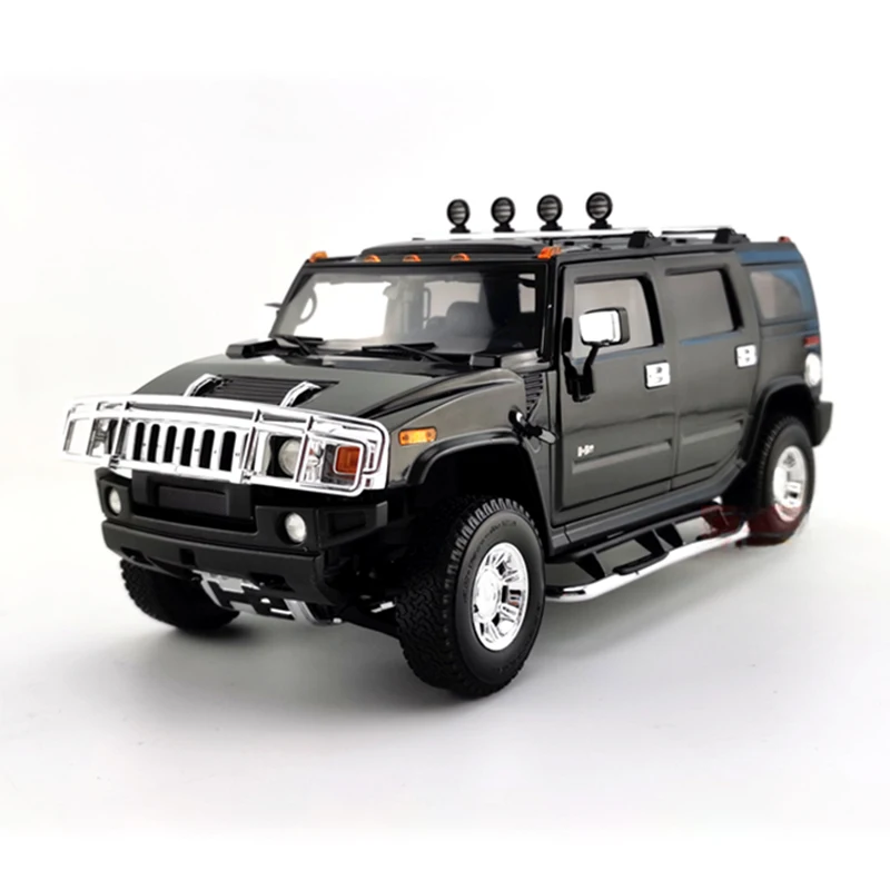 H2 61 SUV Simulation Alloy Car Model, Tabletop Decoration, Adult, Gift, Collection Display, Micro Model, Black,yellow,black,1:18