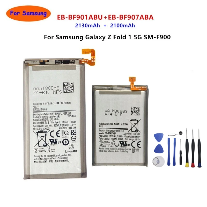 New 2130mAh EB-BF901 2100mAh ABU EB-BF907ABA Mobile Phone Batteries for Samsung Galaxy Z Fold 1 5G SM-F900 W20 2020 Battery
