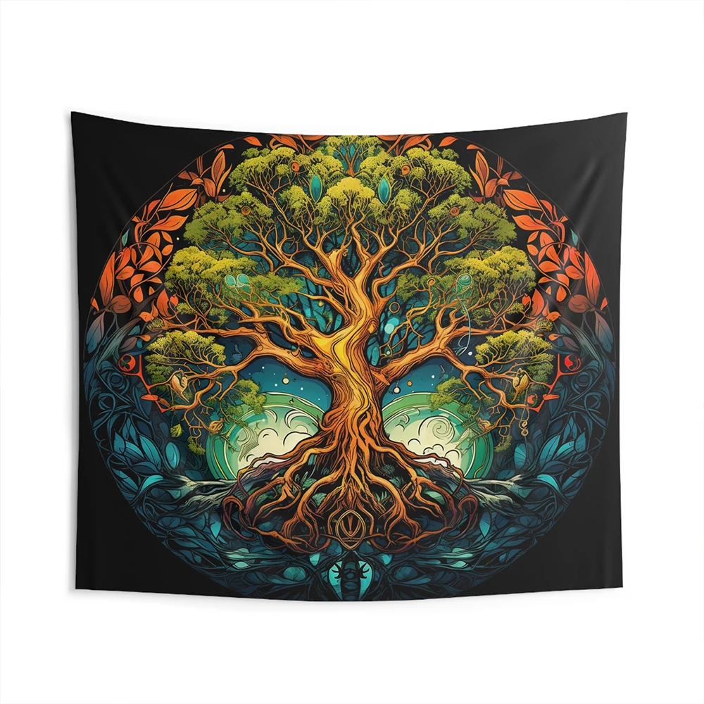 Tree of Life Wall Tapestry, Celtic Alchemy Aesthetic Wall hanging, Spiritual Ritual Altar Cloth, Bedroom, Living Room Decoration