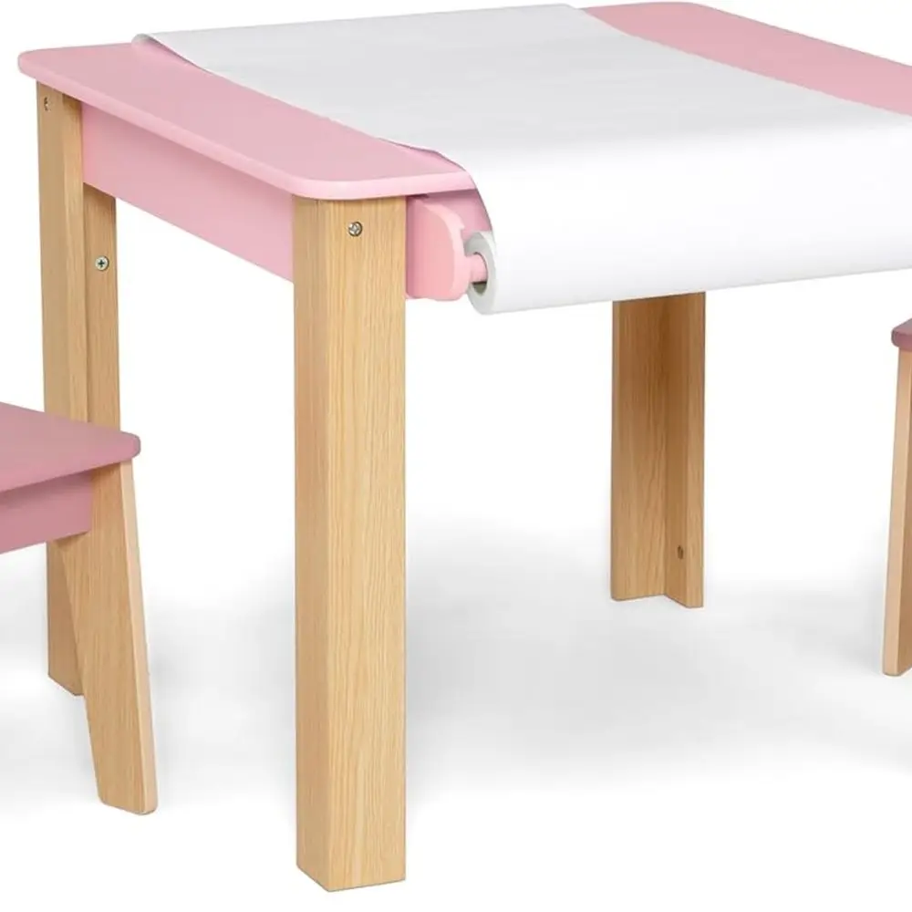 Greenguard Gold Kindertisch und 2 Stühle im Set mit rosa Papierrollenhalter