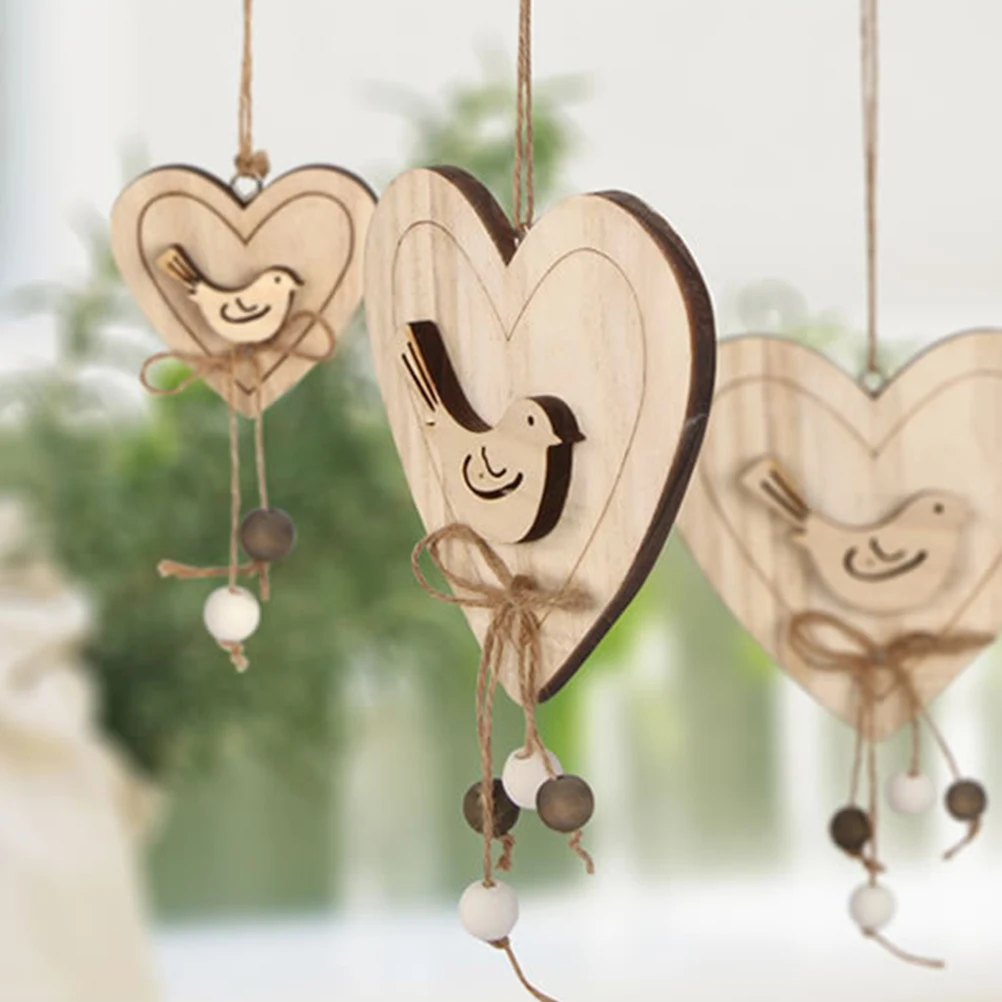 

Heart-shaped Animal Decoration Hanging Ornament Wood Wooden Pendants Home Crafts