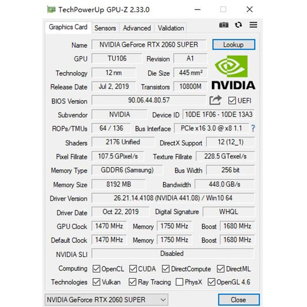 RTX 2060 سوبر 8GB بطاقات الرسومات 256Bit GDDR6 HDMI متوافق DP GPU RTX 2060 S 8G الكمبيوتر بطاقة ألعاب الفيديو بلاسا دي فيديو